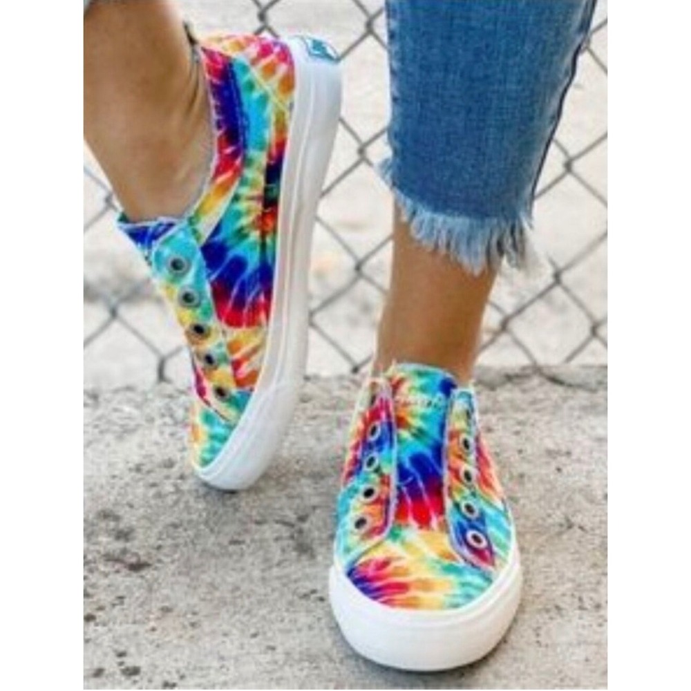 Blowfish Malibu Tie Dye Slip On Sneakers Kids Size 6 Multi Color Boho Distressed